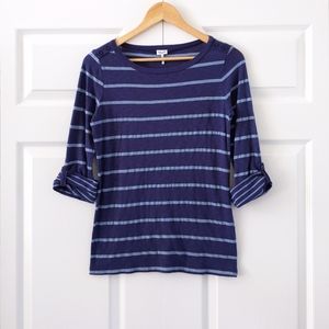 Splendid Blue Striped Roll Tab Sleeve Top | XS